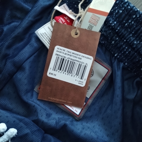 XL Mitchell & Ness Georgetown Hoyas Navy Swingman Basketball Shorts Mens Retake - Picture 4 of 8